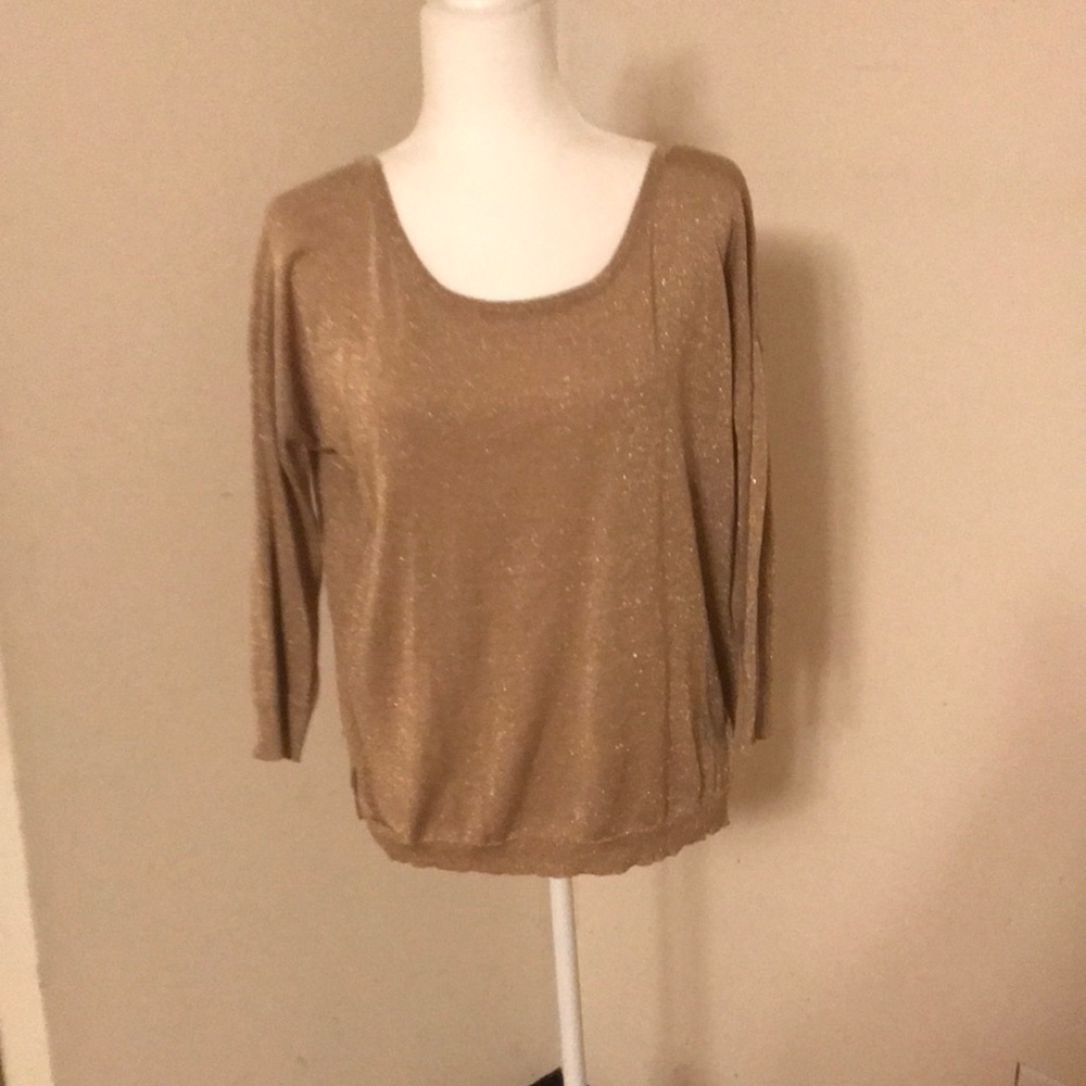 Sunny Leigh gold lame knit top